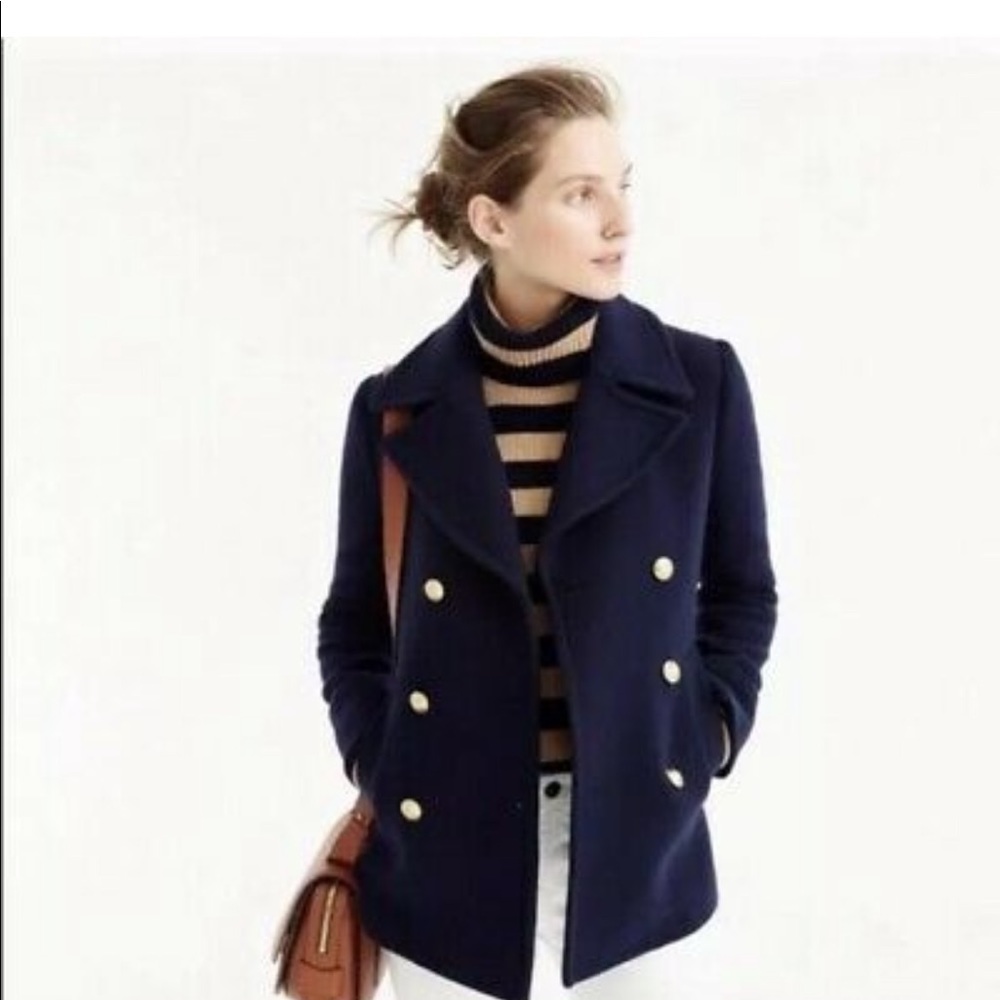 J Crew Majesty Stadium Cloth Peacoat